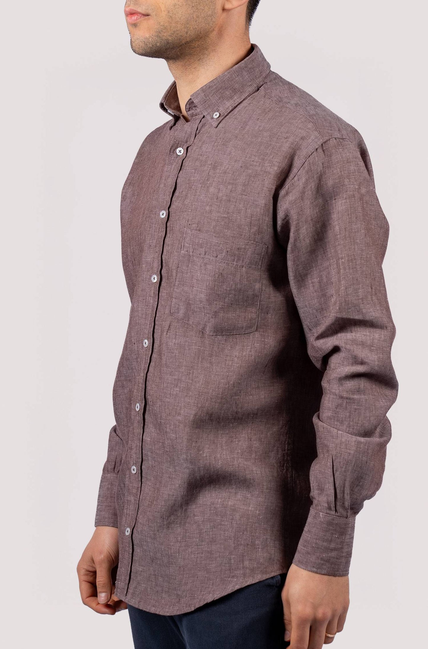 Camisa lisa para homem - Castanho