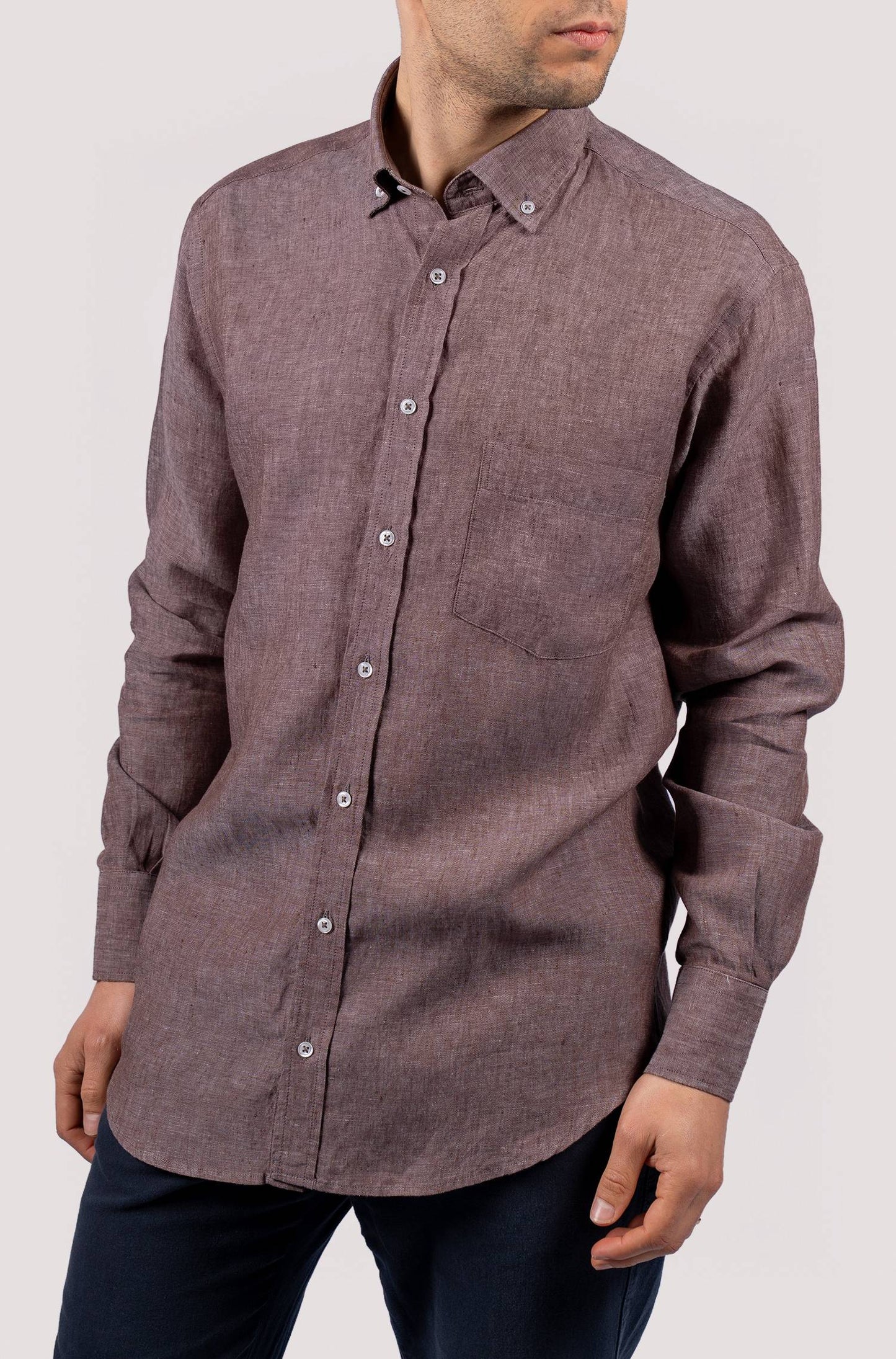 Camisa lisa para homem - Castanho
