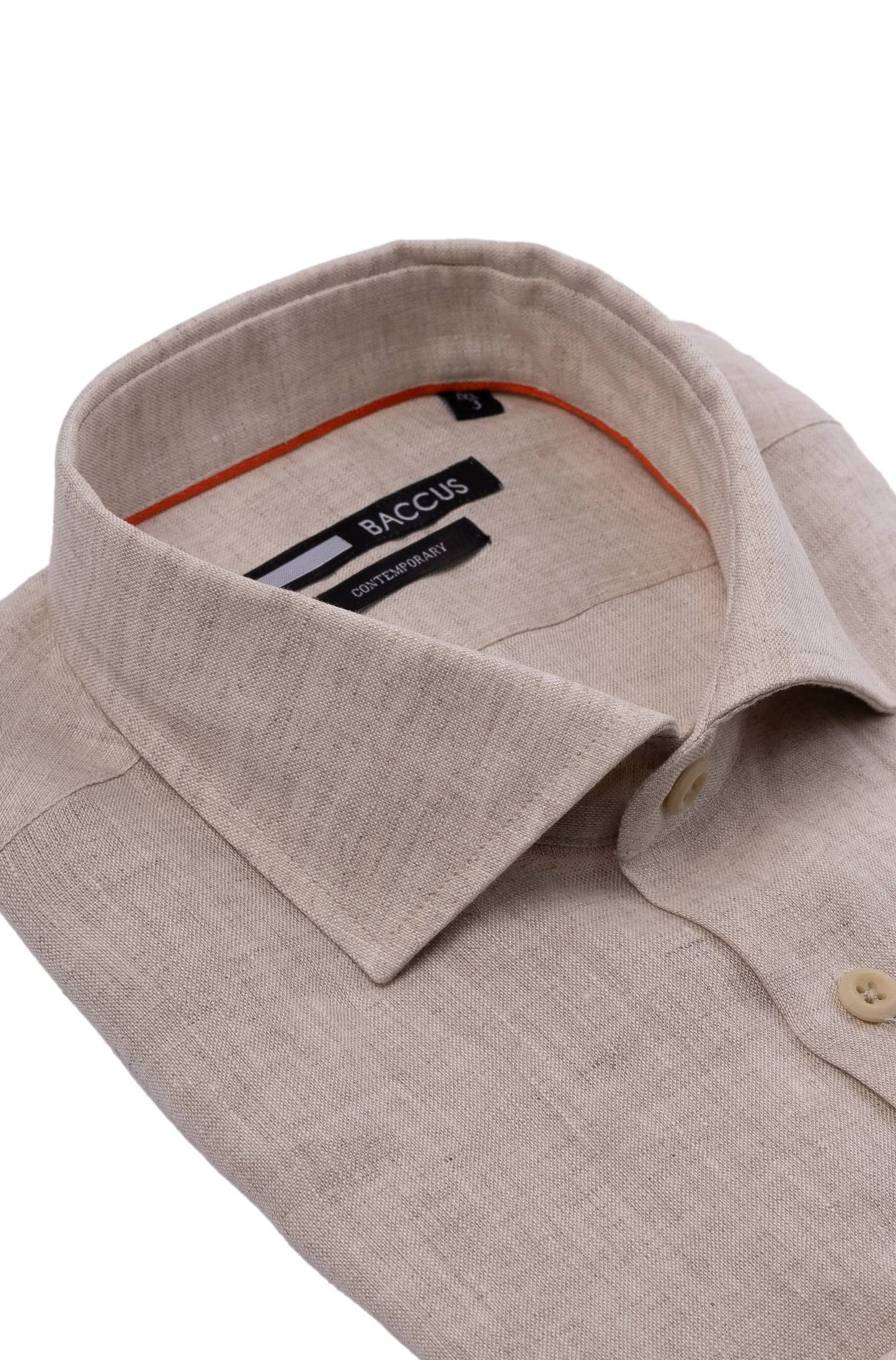 Camisa lisa em linho - Bege