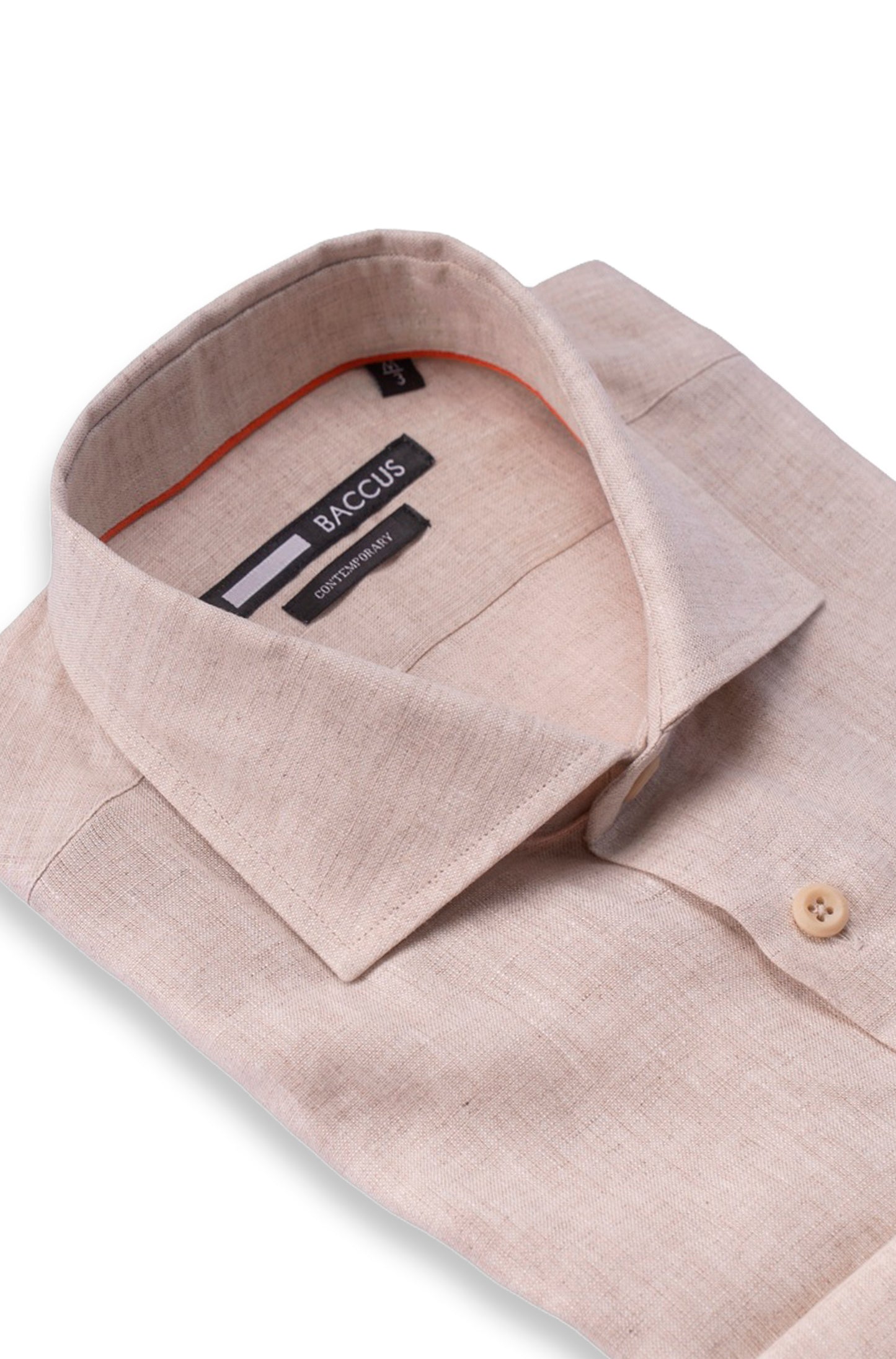 Camisa lisa em linho - Bege