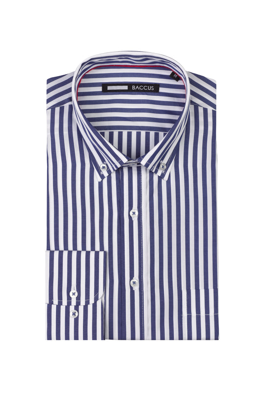 Camisa de homem com risca - Marinho