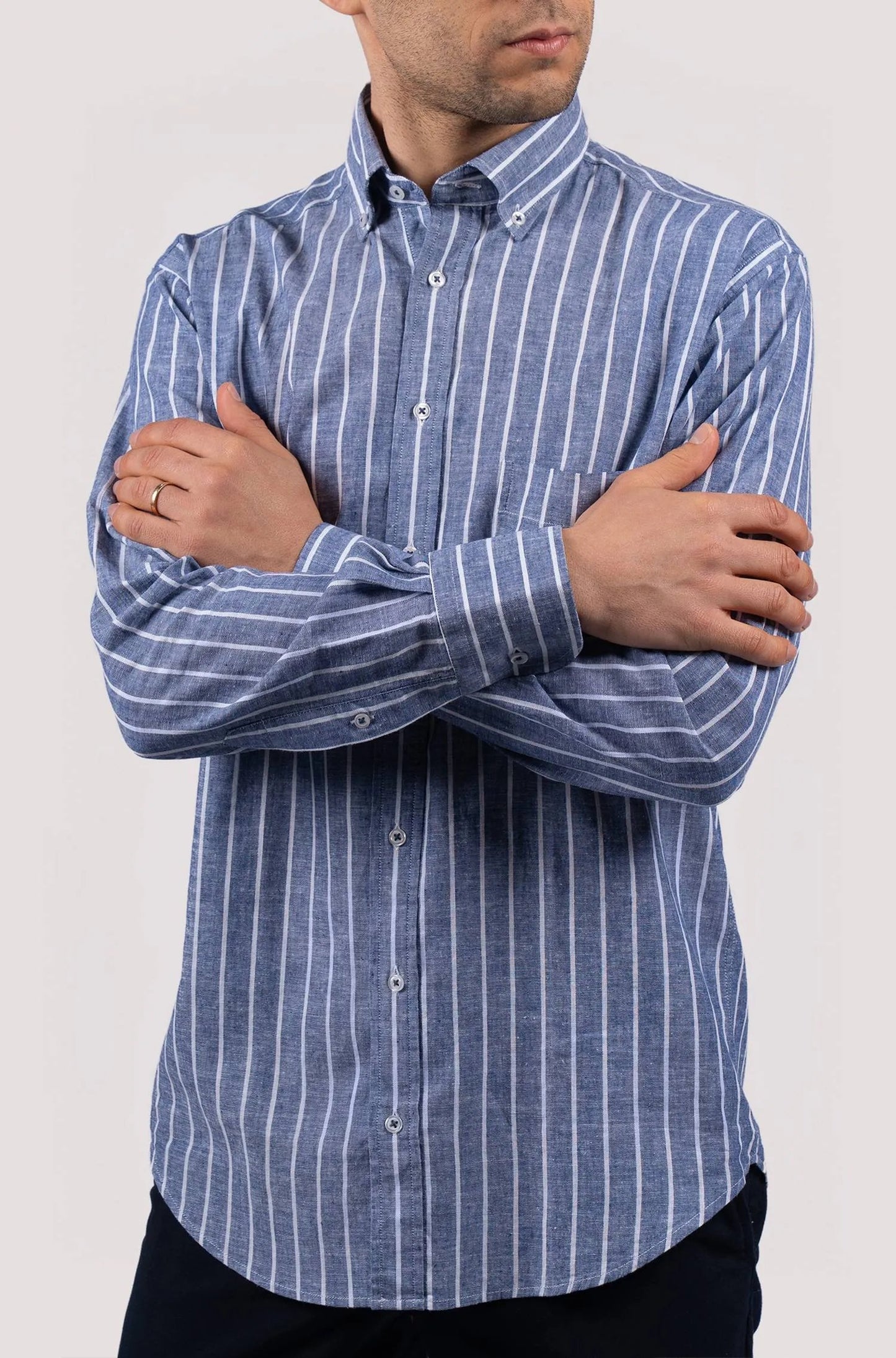 Camisa de homem com risca - Azul