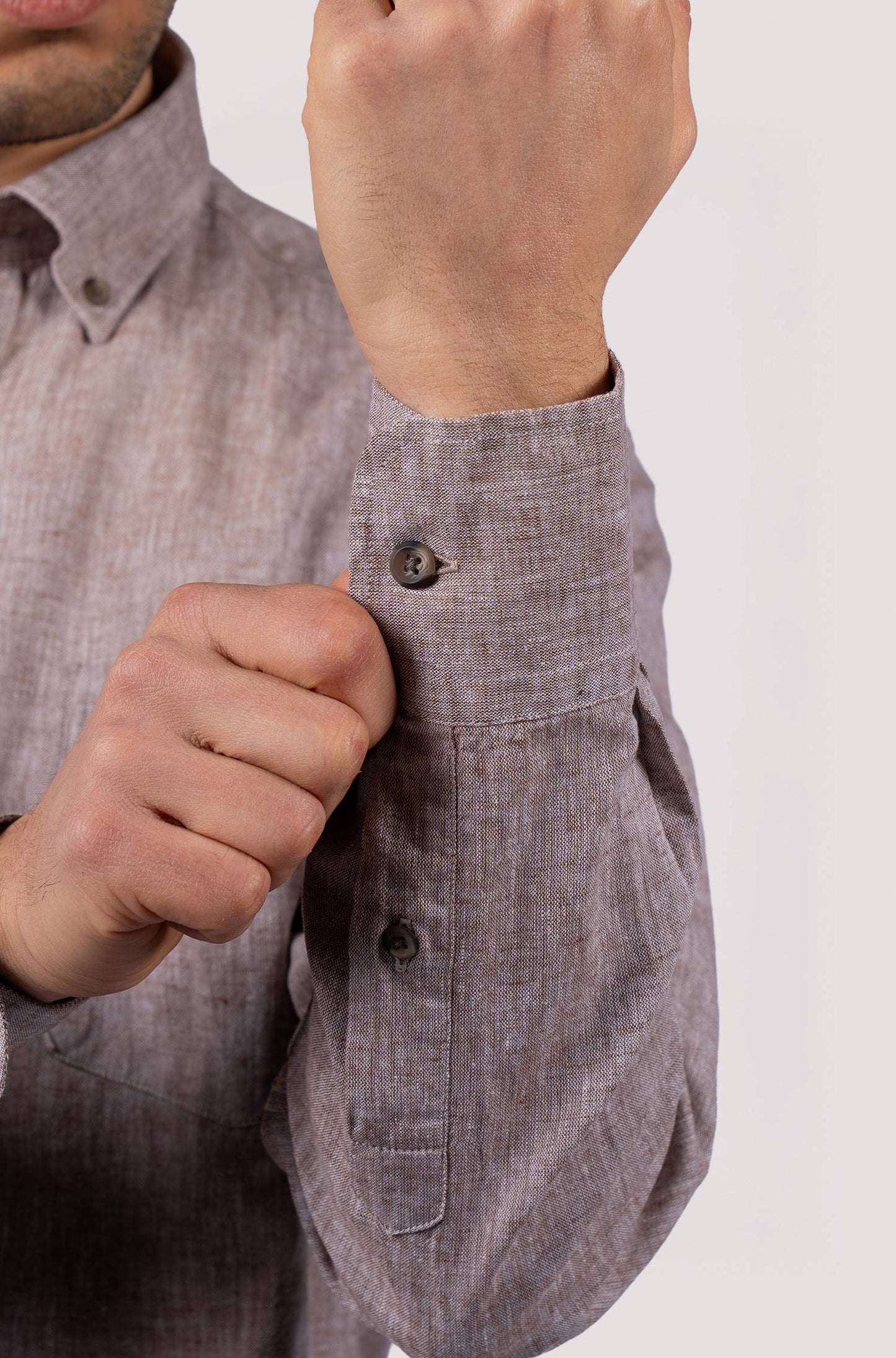 Camisa lisa para homem - Castanho