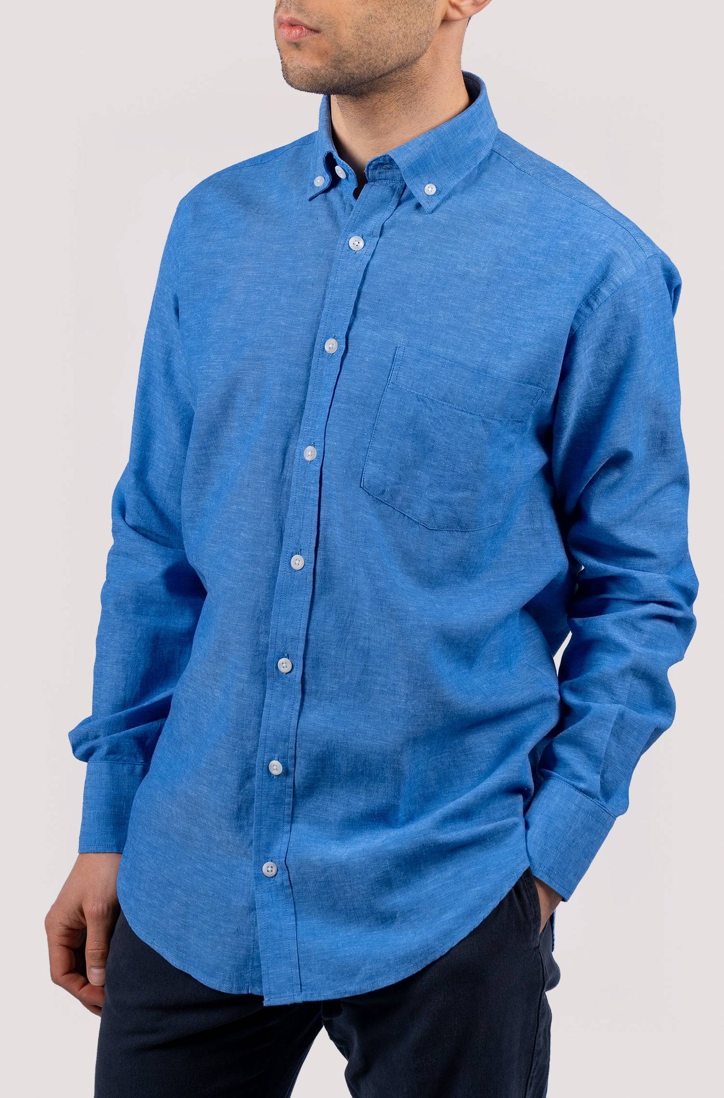 Camisa lisa para homem - Azul