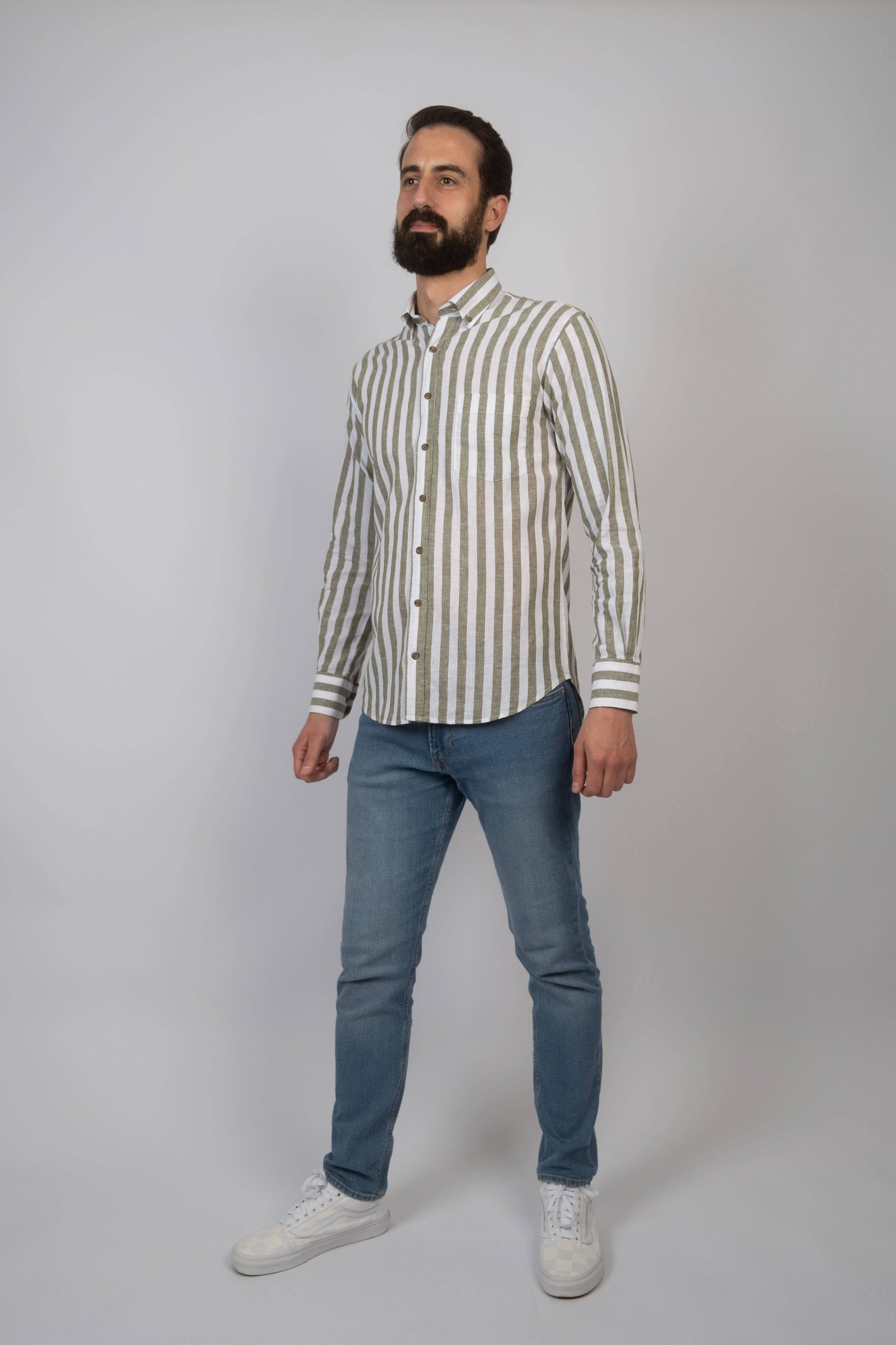 Camisa de linho e algodão - Verde
