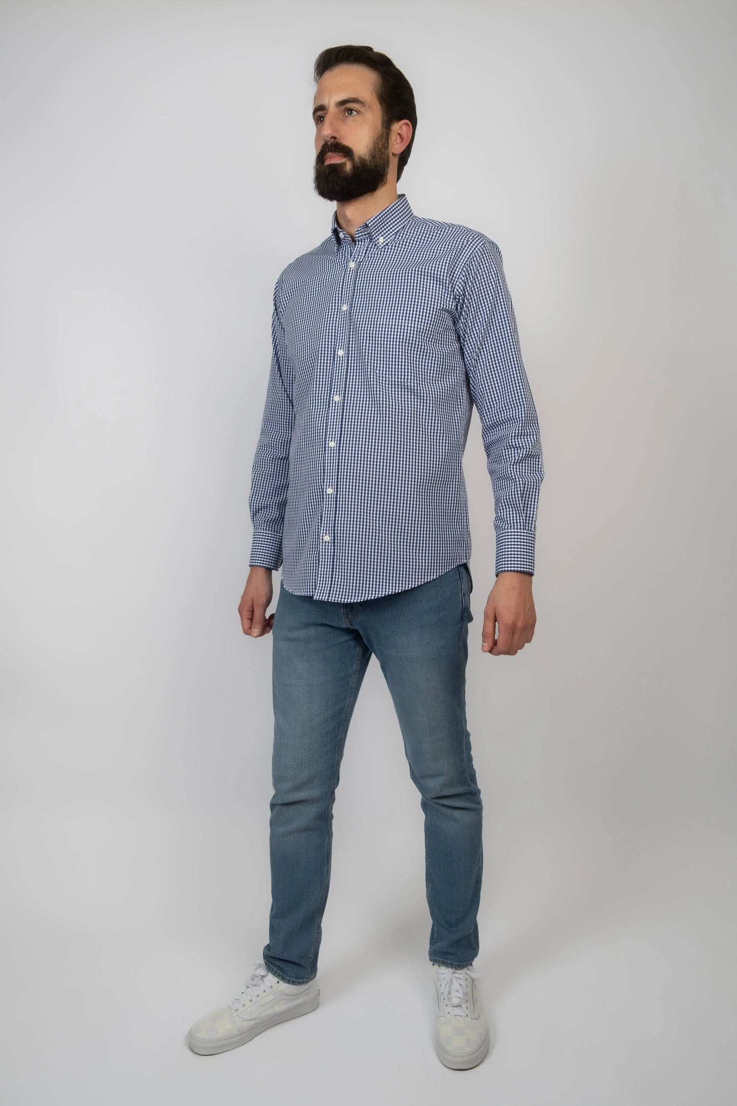 Camisa padrão quadrados - Azul
