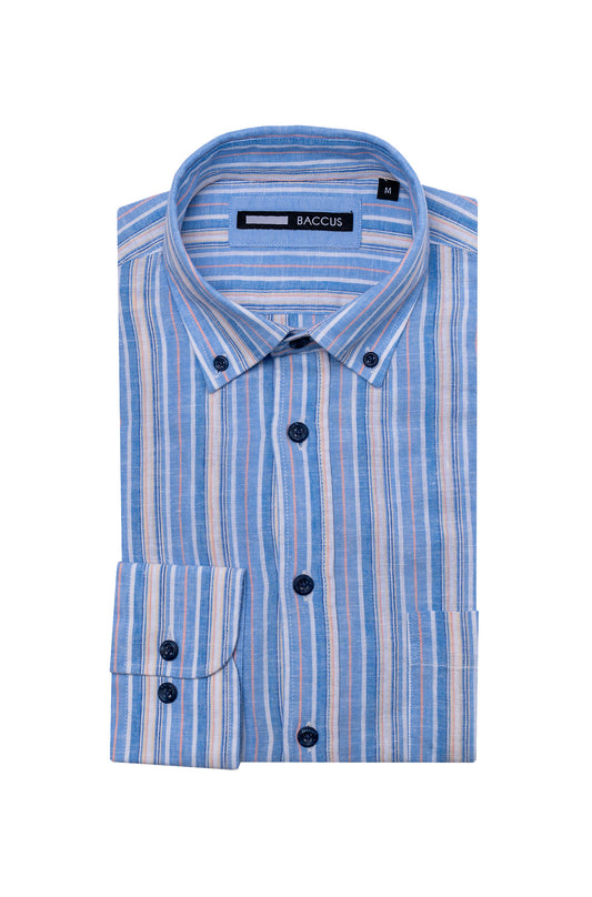 Camisa de homem com risca - Azul