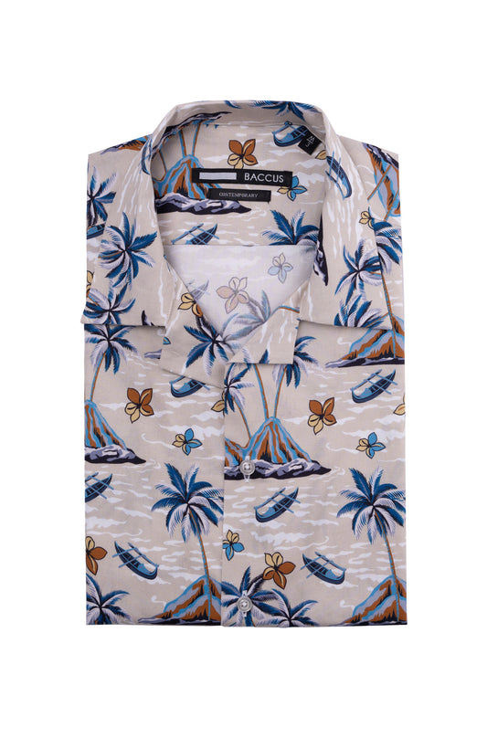 Camisa havaiana Baccus - Bege
