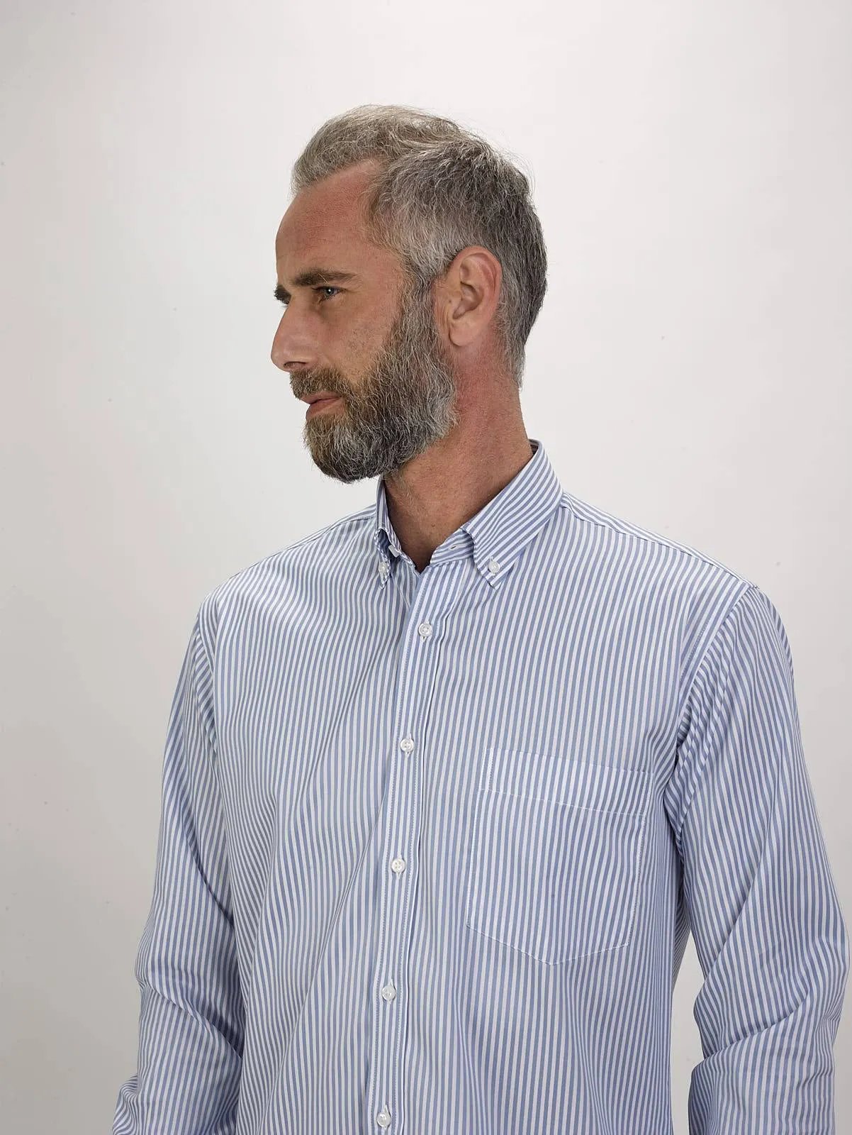 Camisa de homem com risca - Azul
