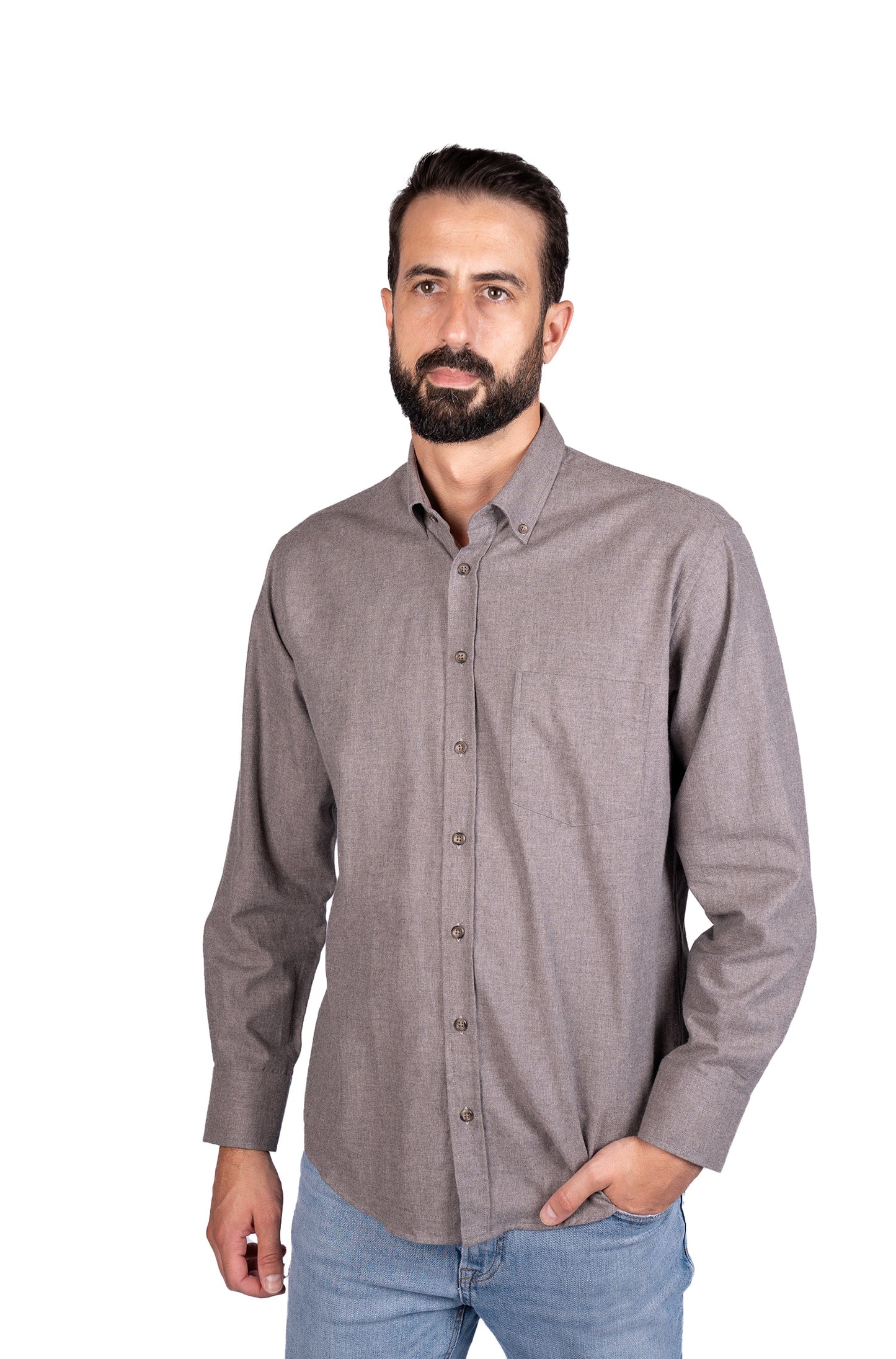Camisa lisa para homem - Castanho