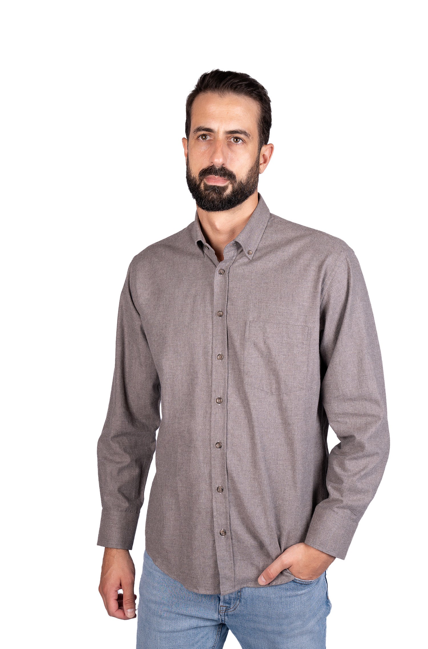 Camisa lisa para homem - Castanho