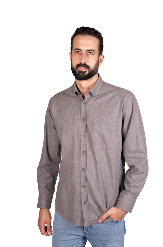 Camisa lisa para homem - Castanho