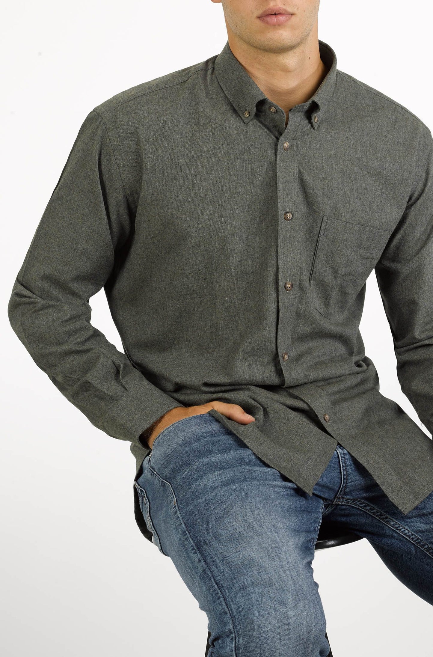 Camisa lisa para homem - Verde