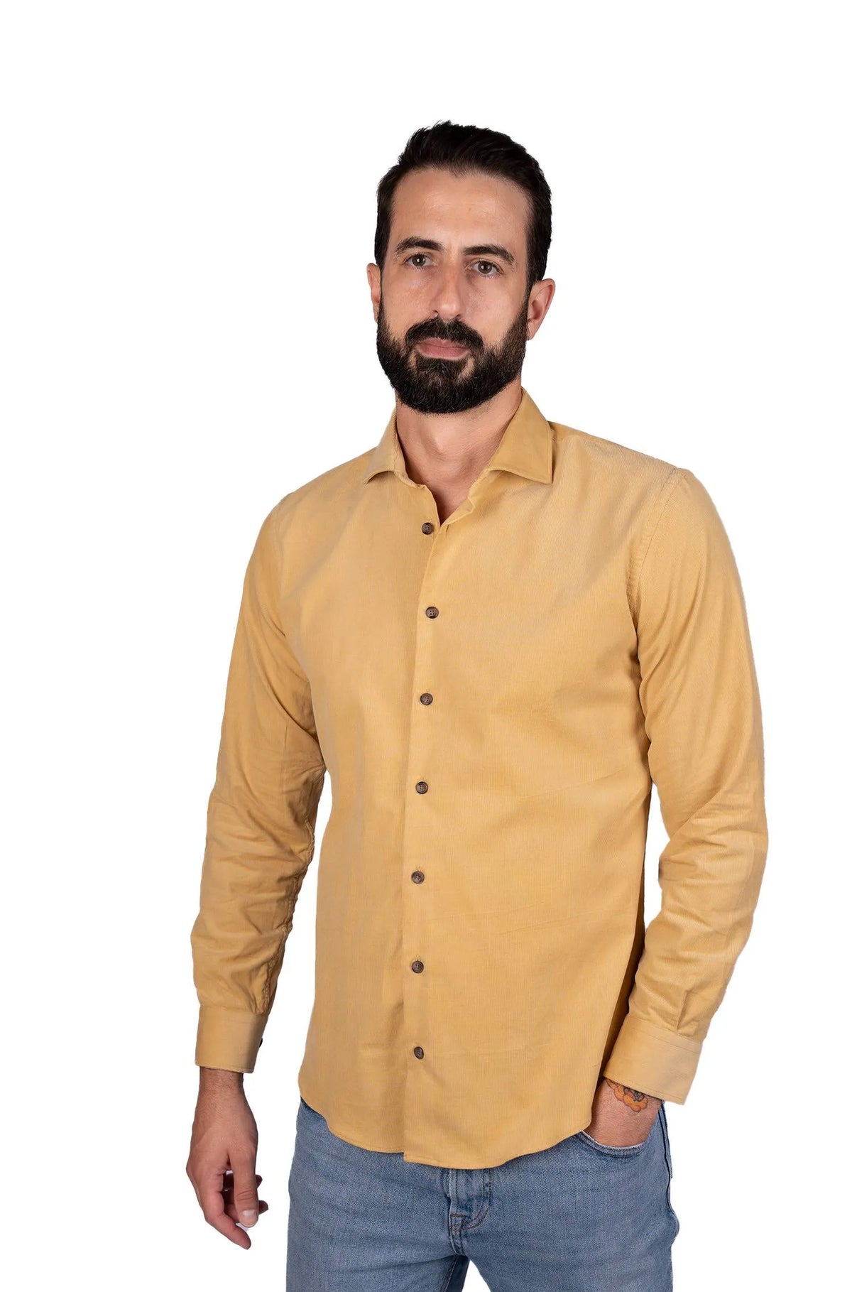 Men's corduroy shirt - Yellow