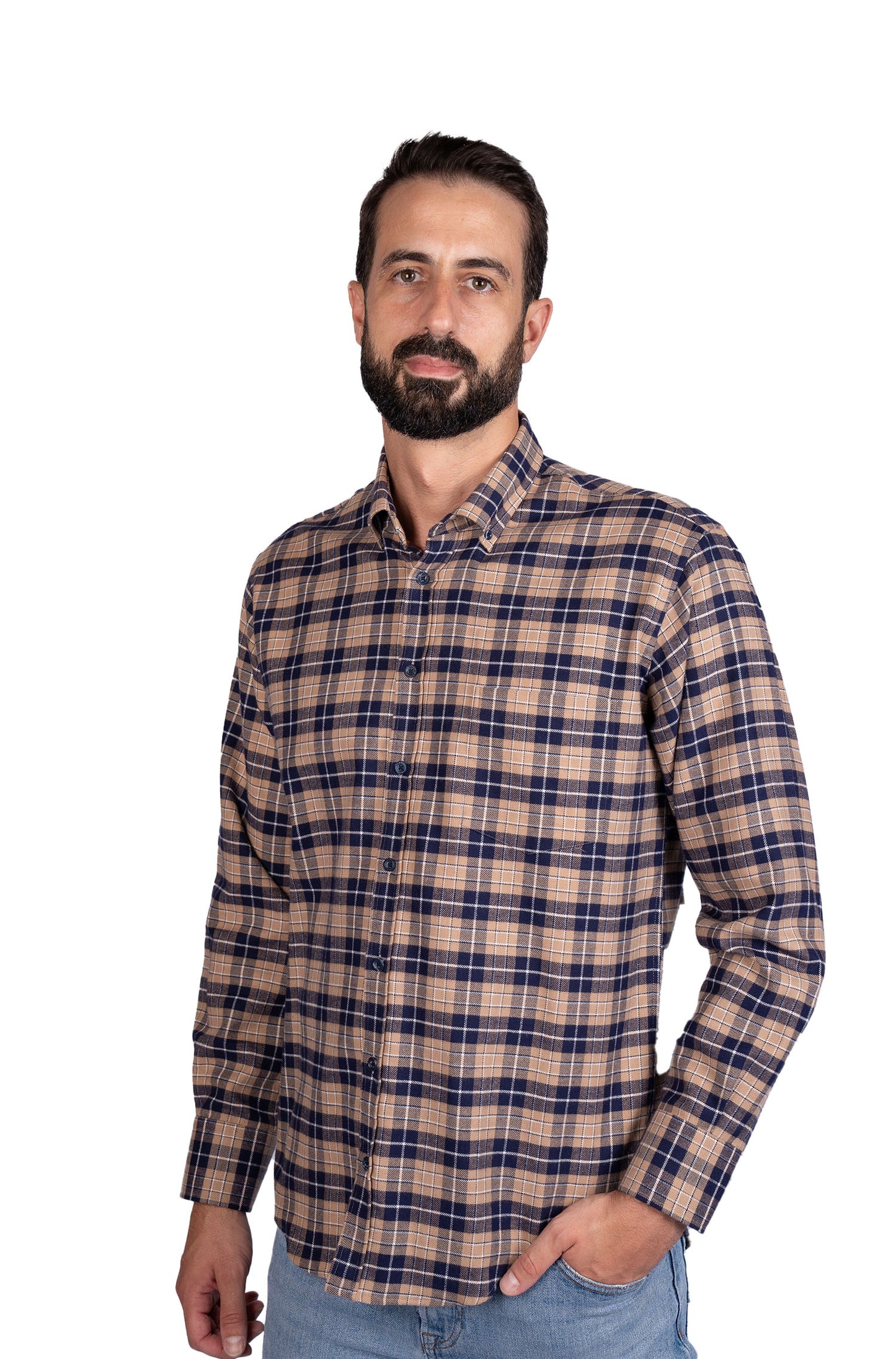 Men's plaid shirt - Brown