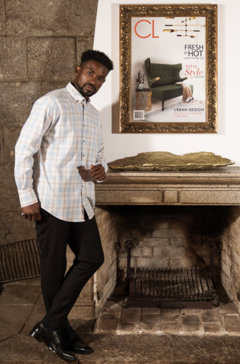 Men's Plaid Shirt - Beige