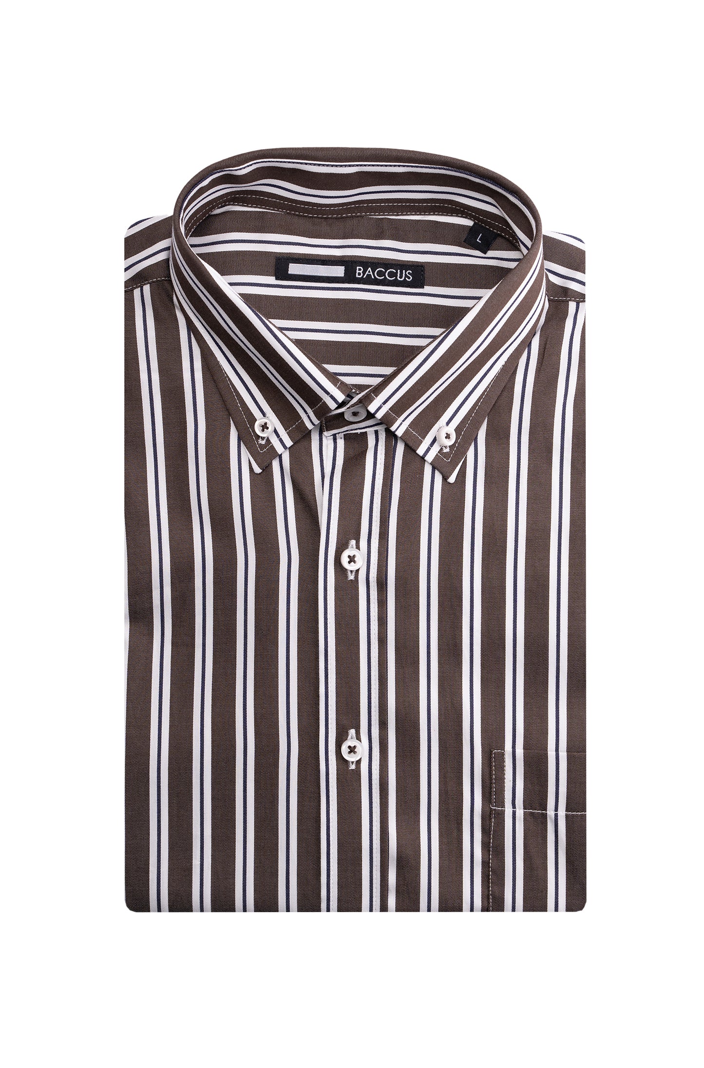 Camisa de homem com risca - Castanho