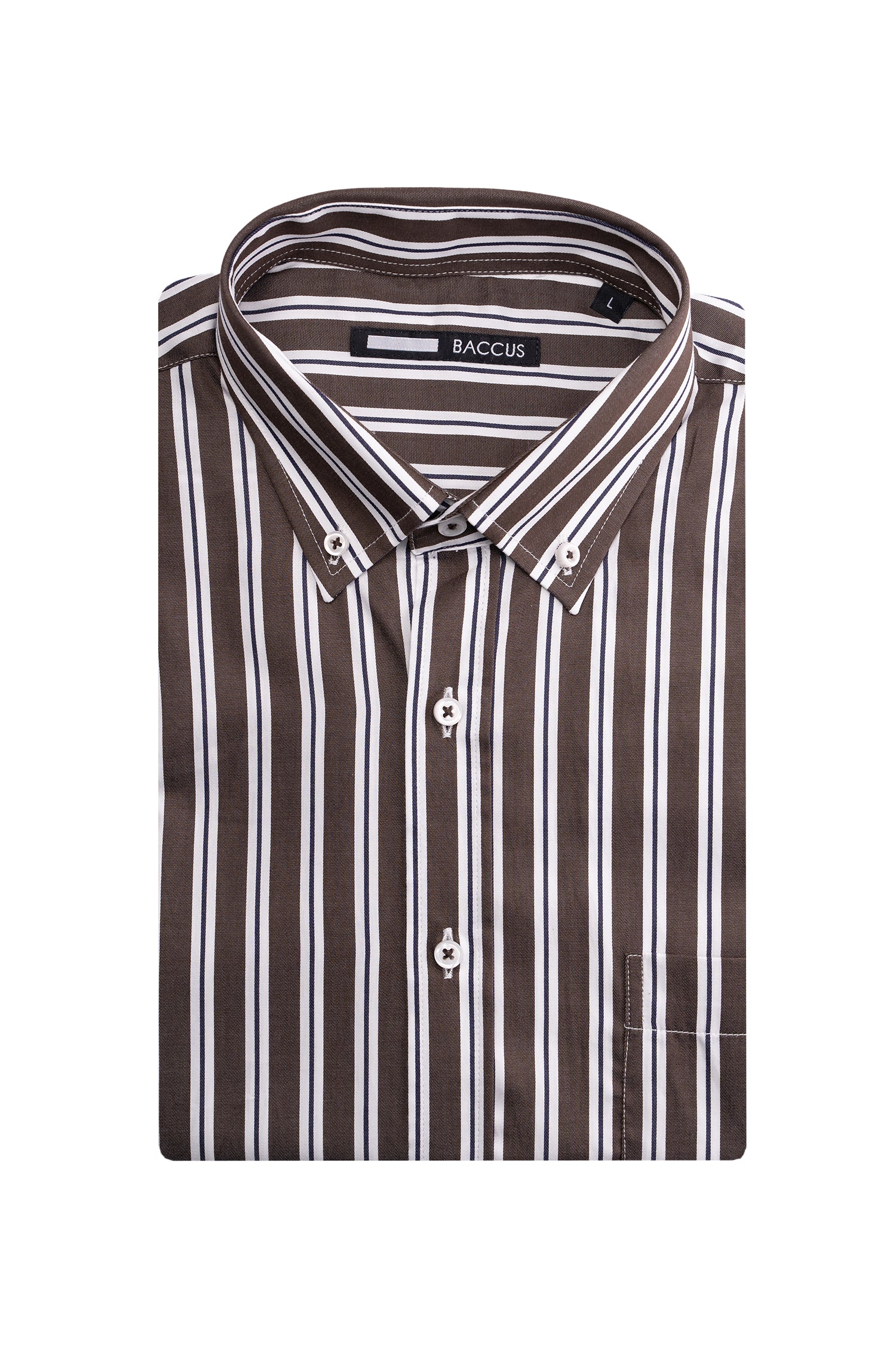 Camisa de homem com risca - Castanho