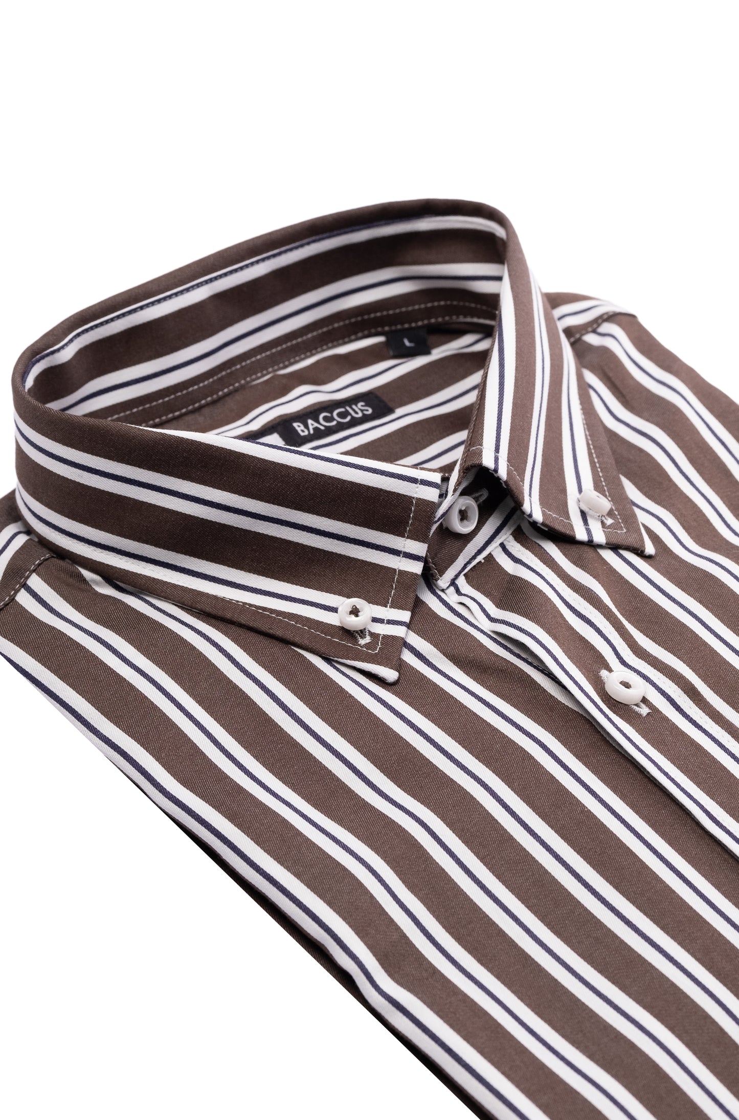 Camisa de homem com risca - Castanho
