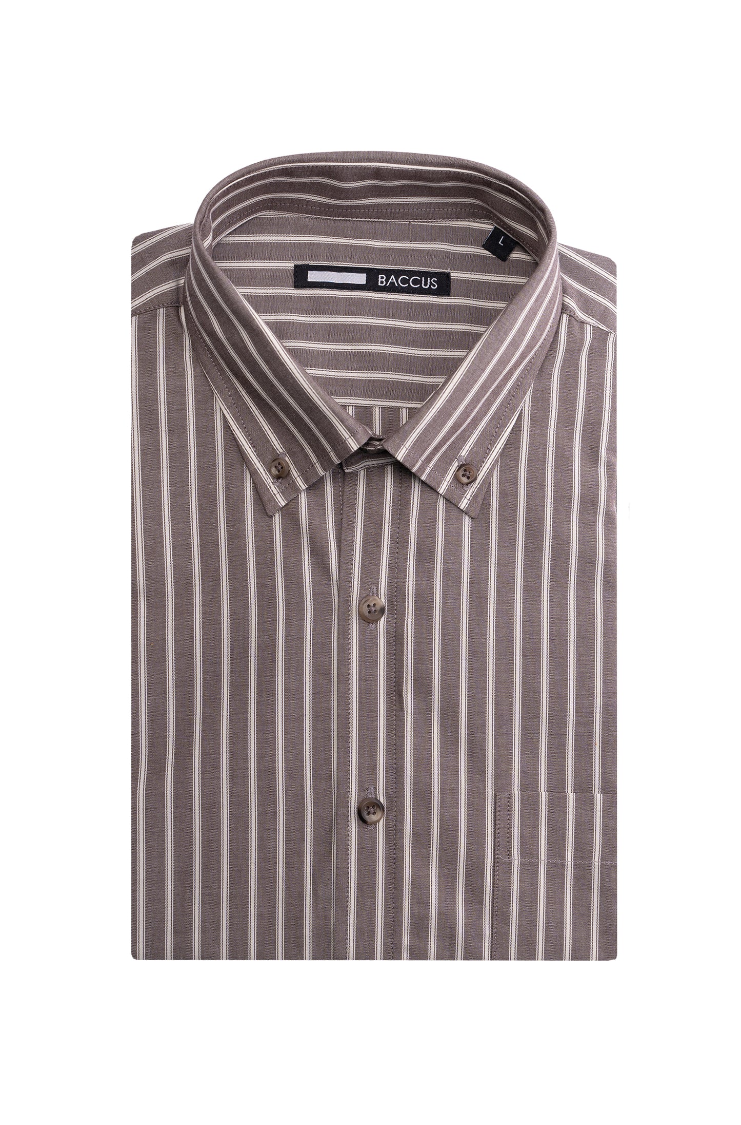 Camisa de homem com risca - Castanho