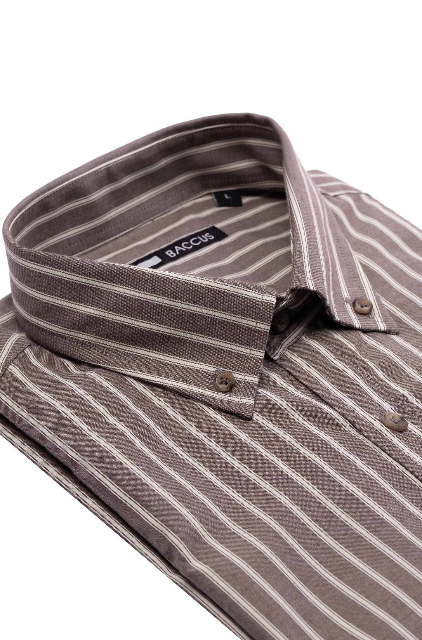 Camisa de homem com risca - Castanho