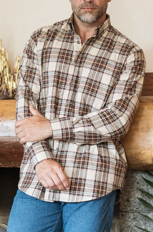 Camisa xadrez masculina - Bege