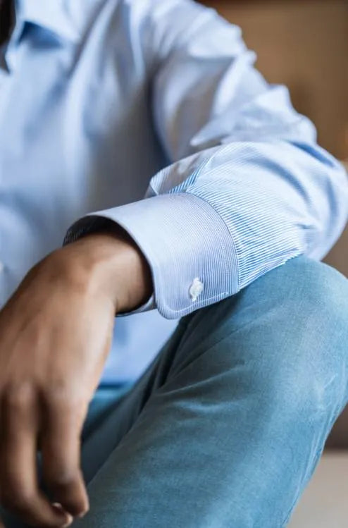 Camisa de homem com risca - Azul
