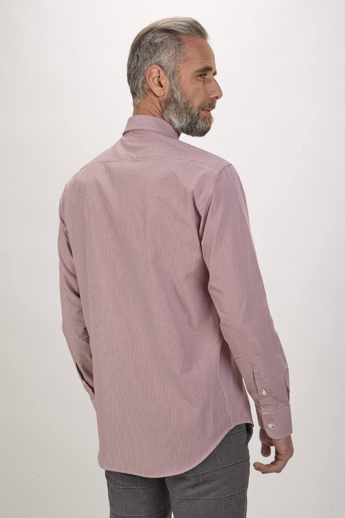 Camisa de homem com risca - Bordeaux