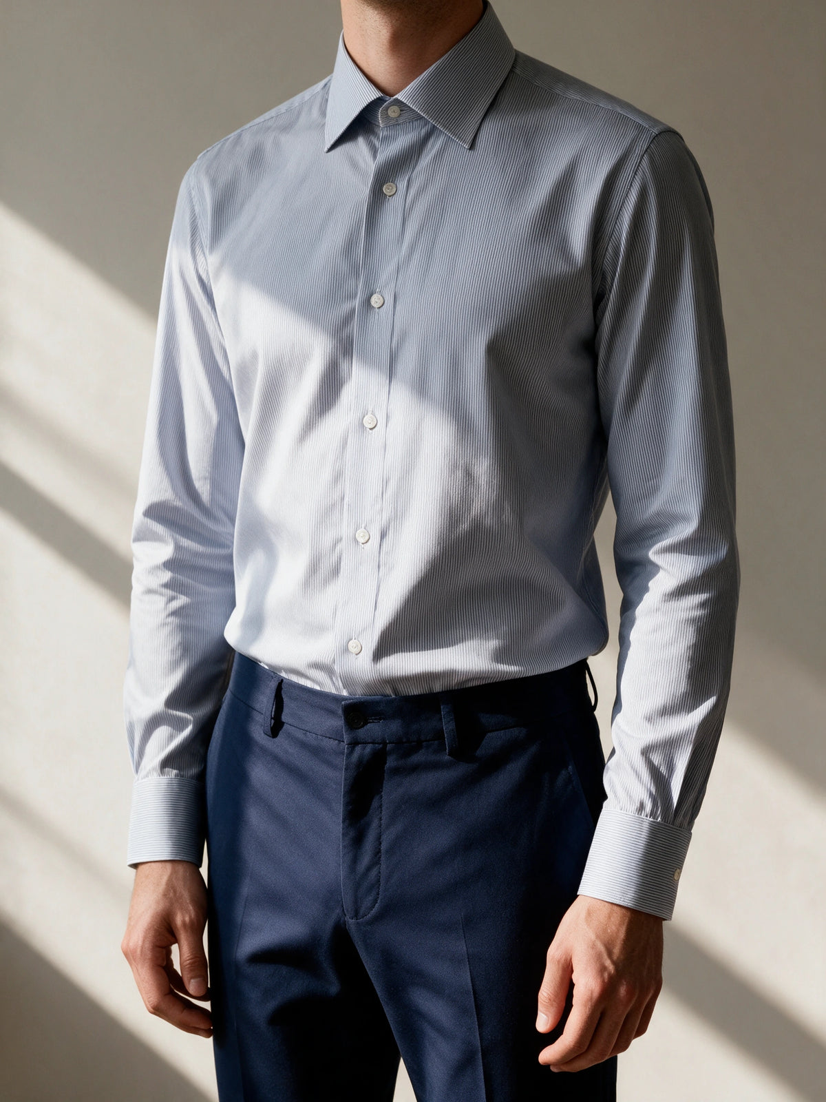 Camisa de homem com risca - Azul