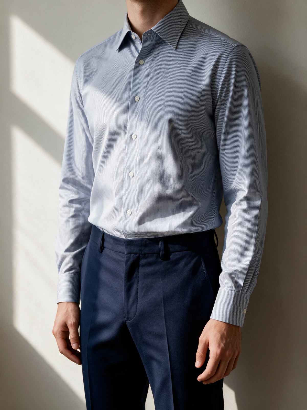 Camisa de homem com risca - Azul