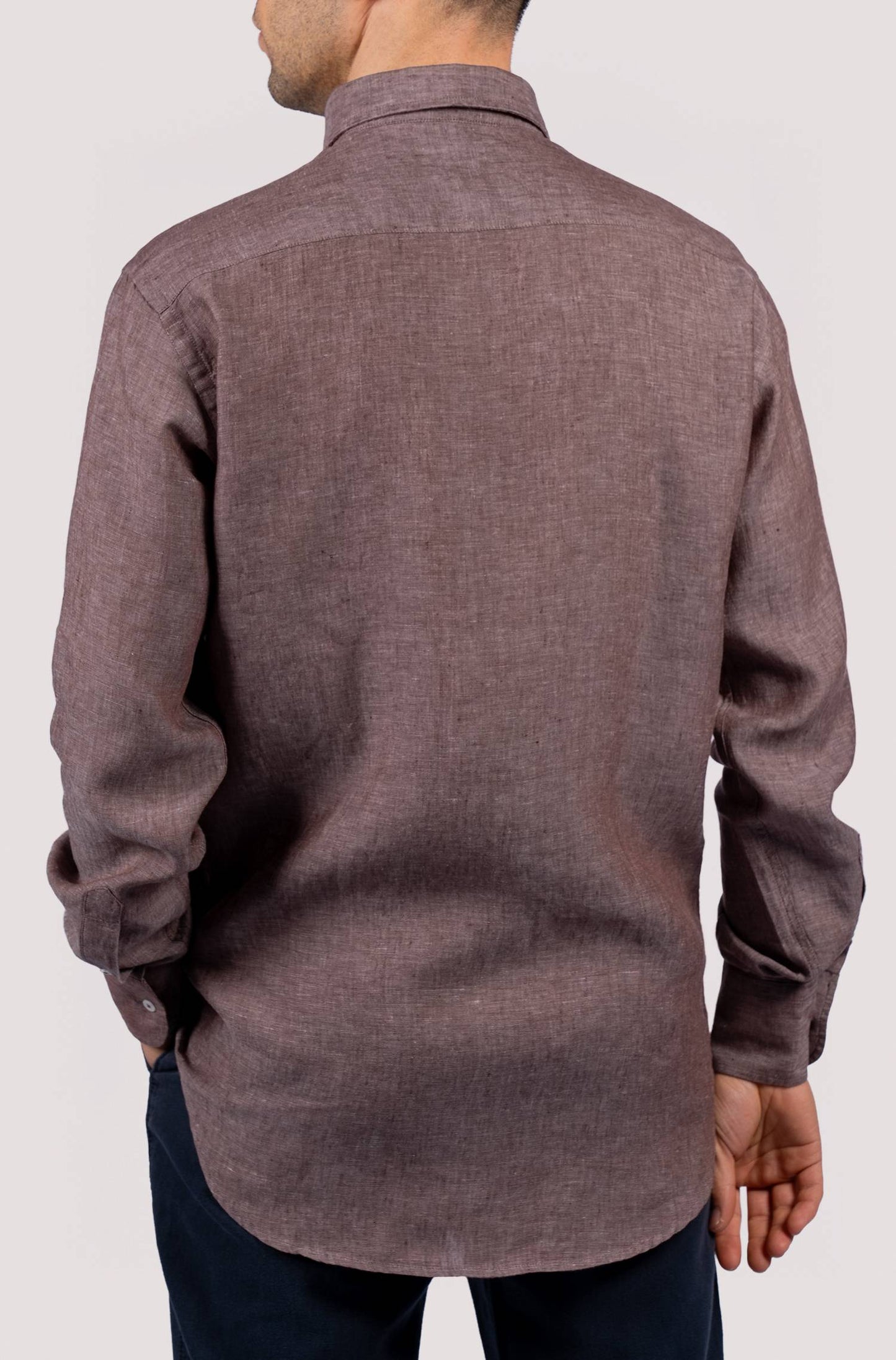 Camisa lisa para homem - Castanho