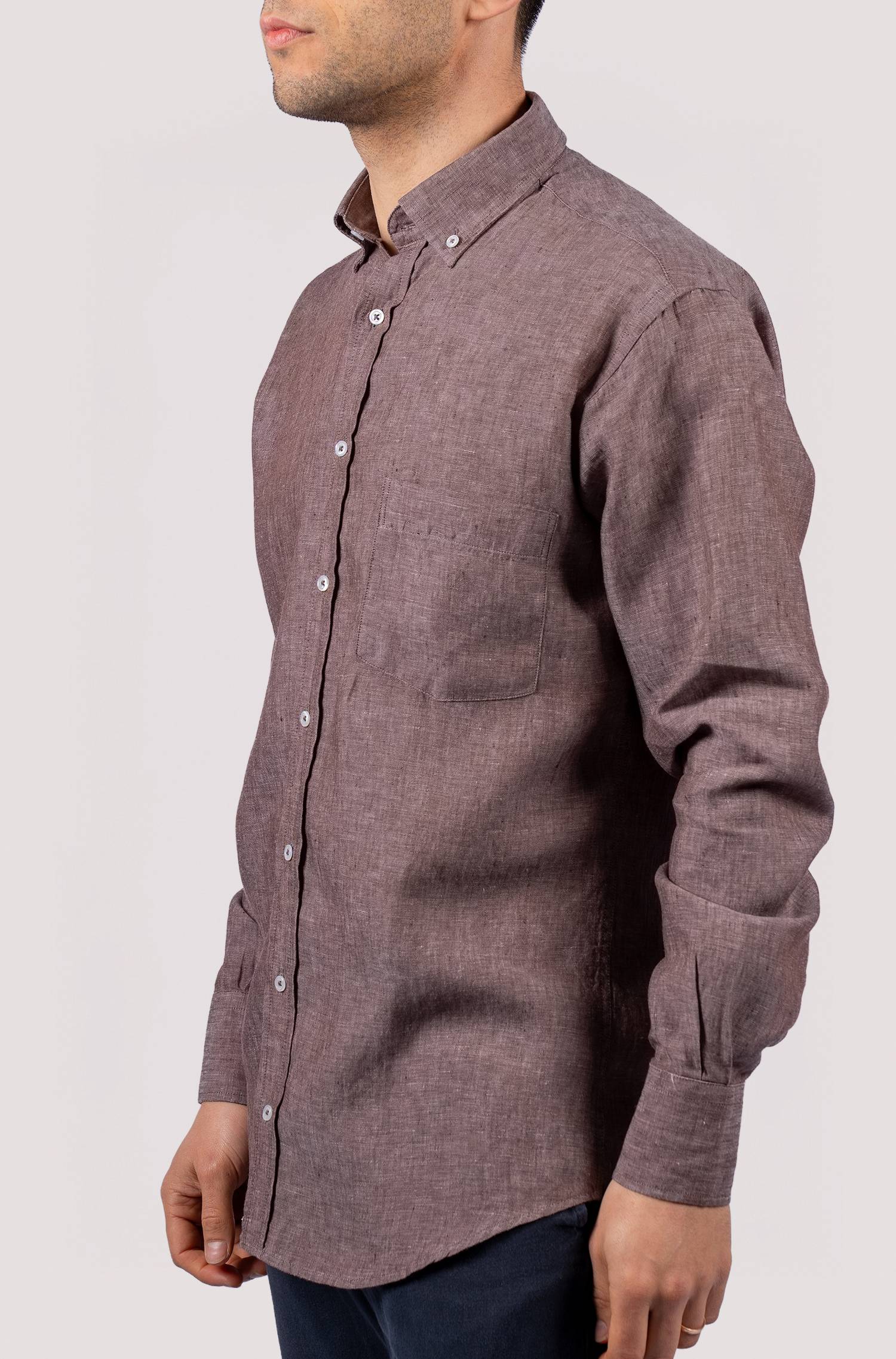 Camisa lisa para homem - Castanho