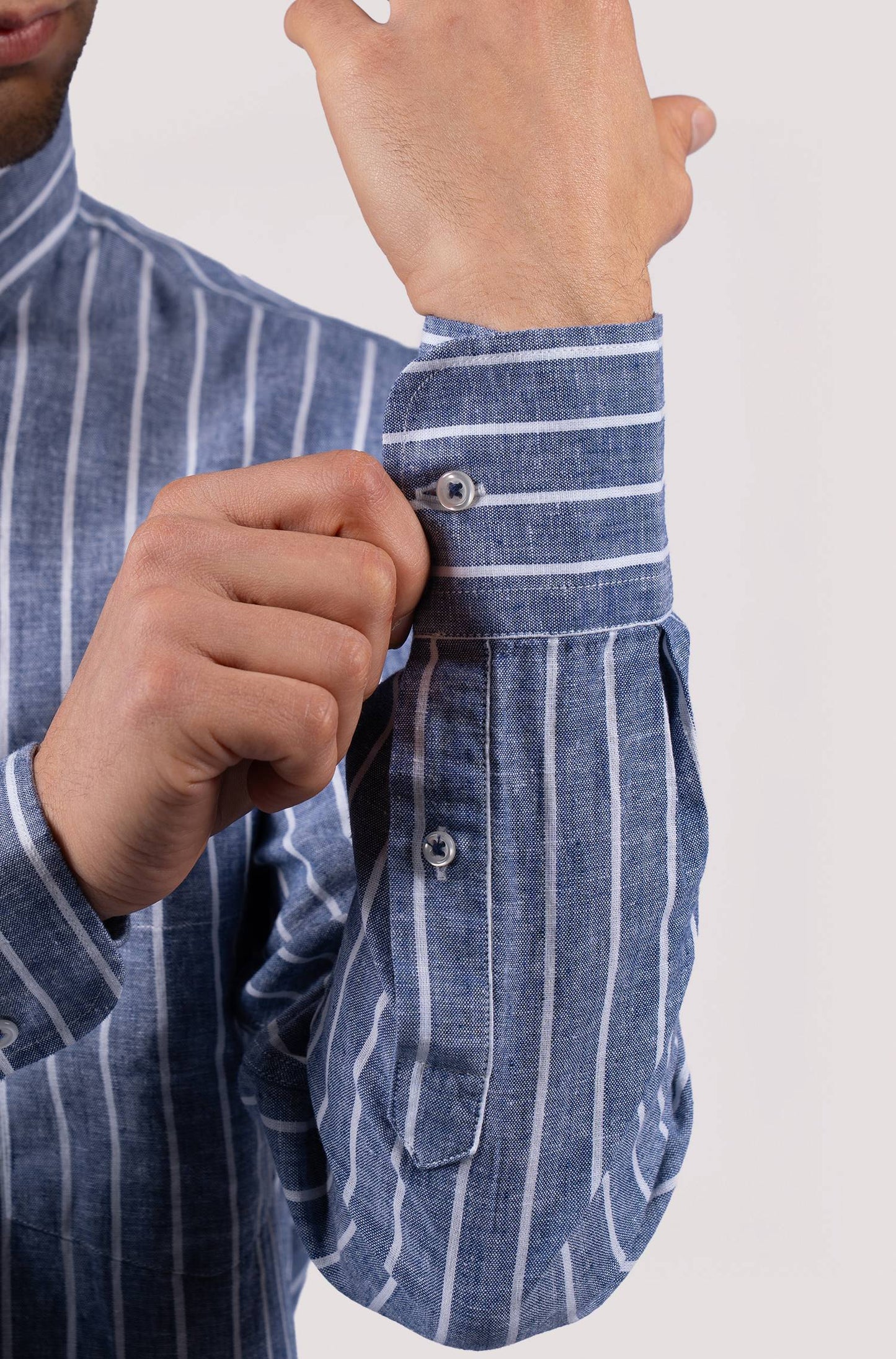 Camisa de homem com risca - Azul