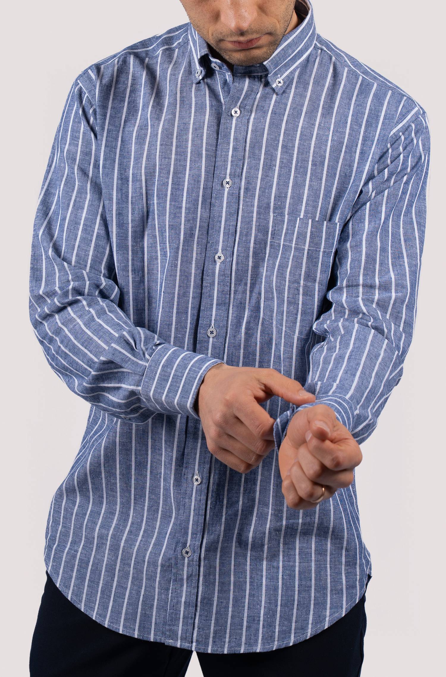 Camisa de homem com risca - Azul