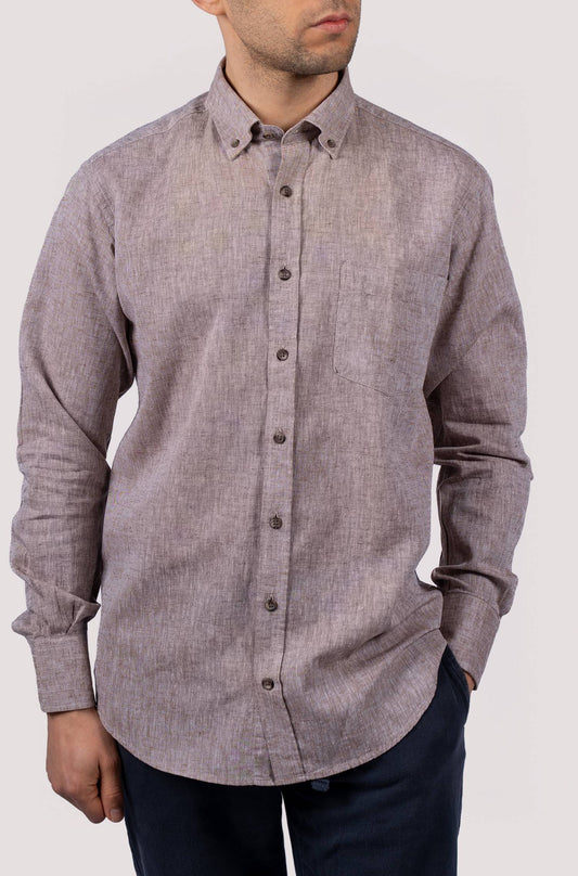 Camisa lisa para homem - Castanho