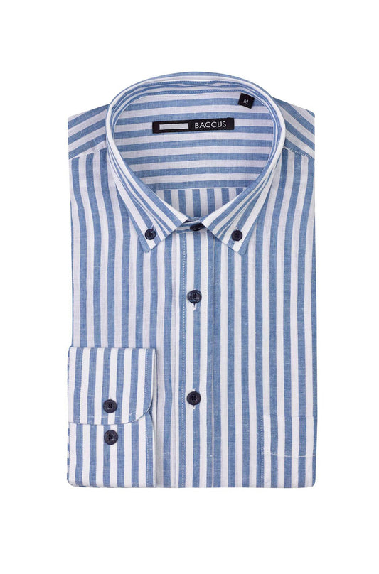 Camisa de homem com risca - Azul