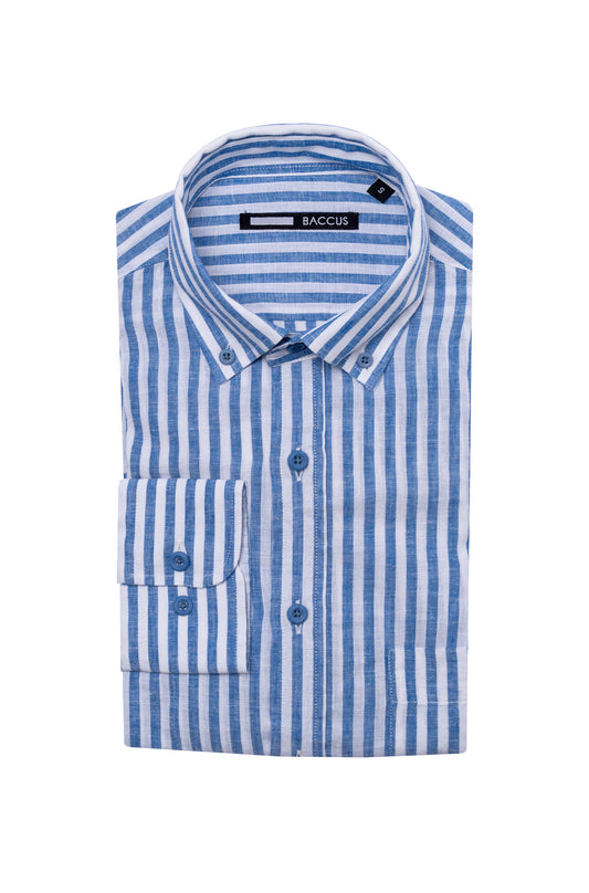 Camisa de homem com risca - Azul