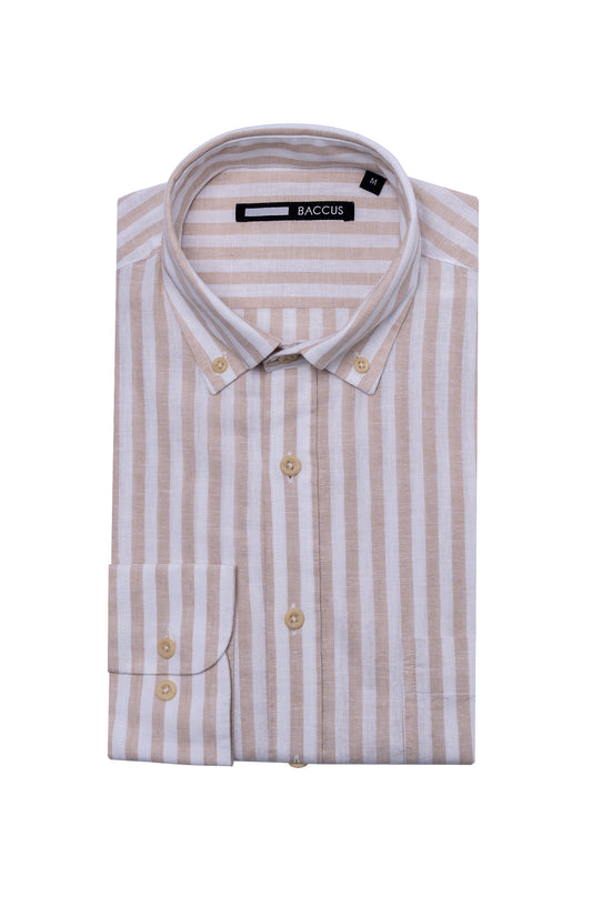 Camisa de homem com risca - Bege