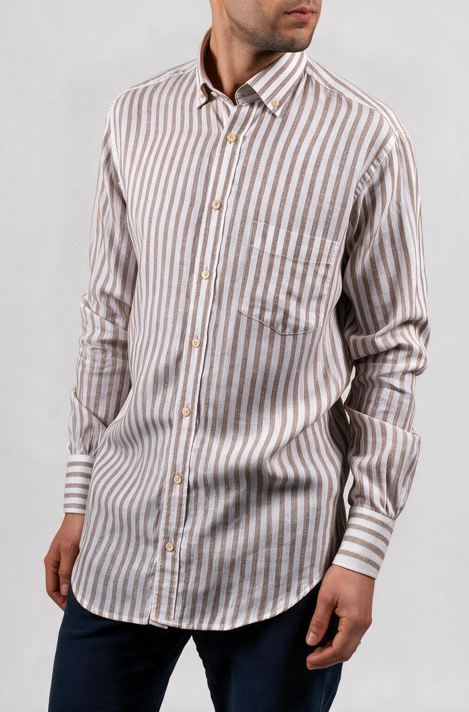 Camisa de linho e algodão - Bege