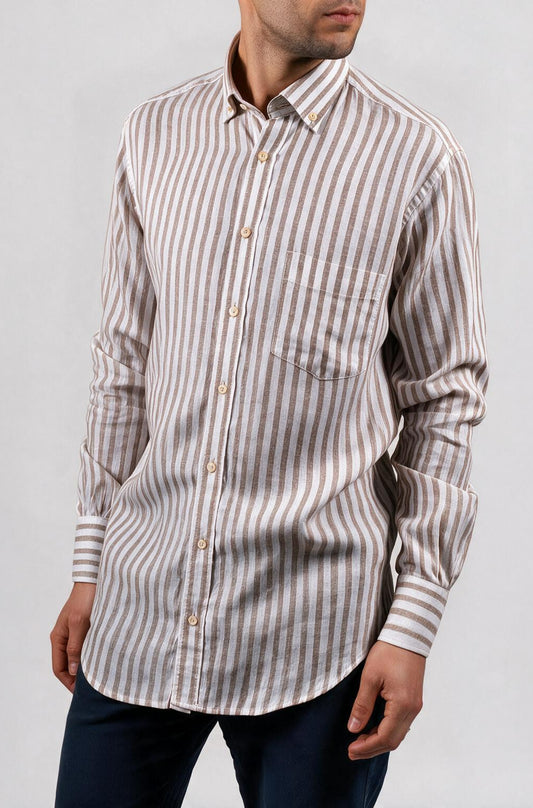 Camisa de linho e algodão - Bege