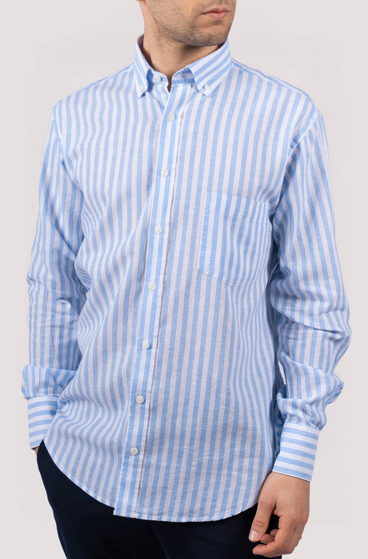 Camisa de linho e algodão - Azul