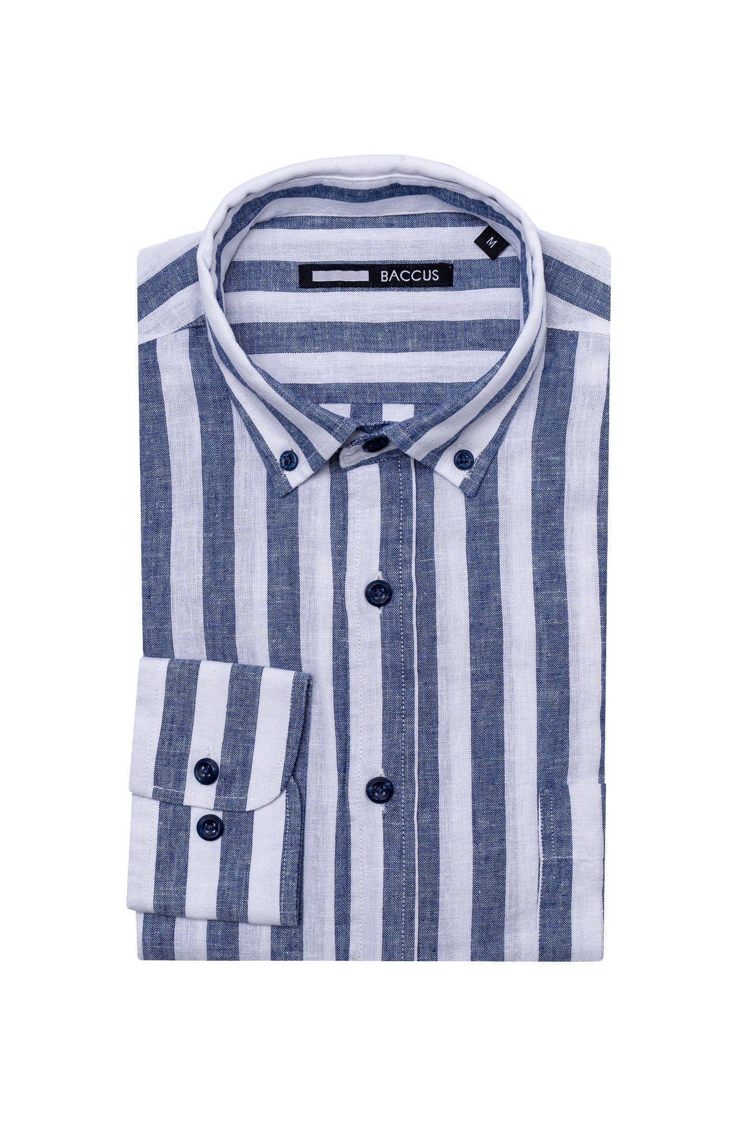 Camisa de linho e algodão - Marinho