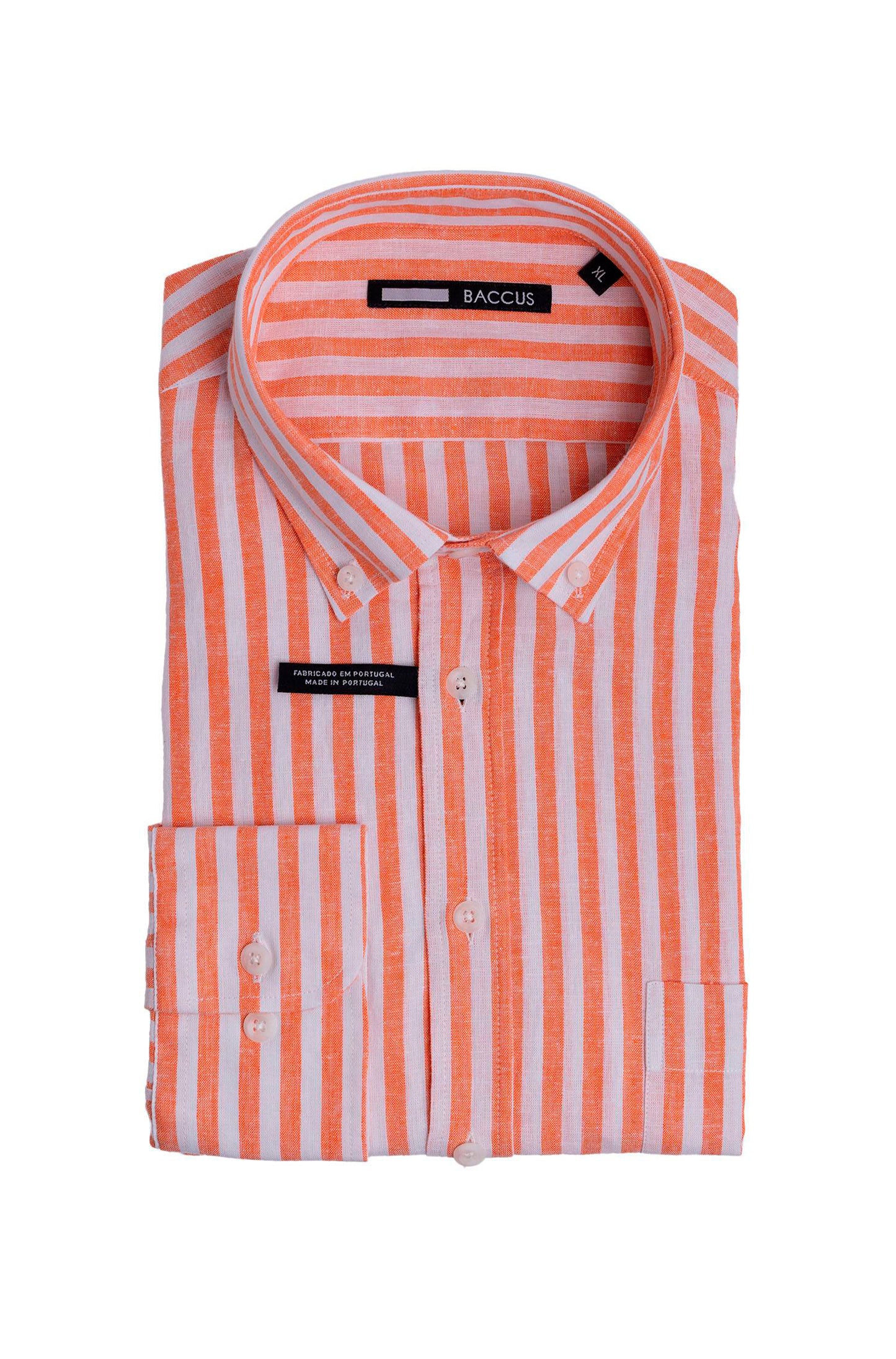 Camisa de homem com risca - Laranja