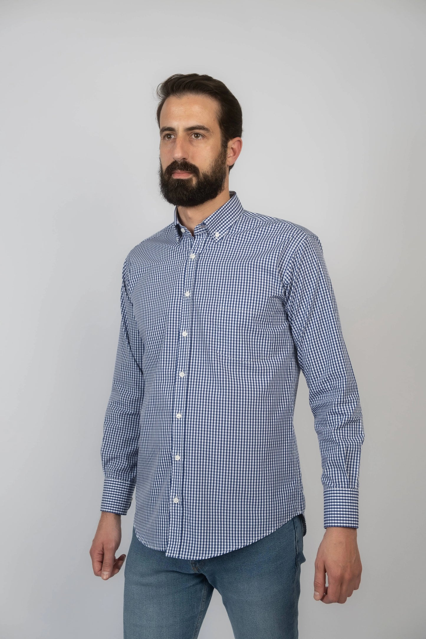 Camisa padrão quadrados - Azul