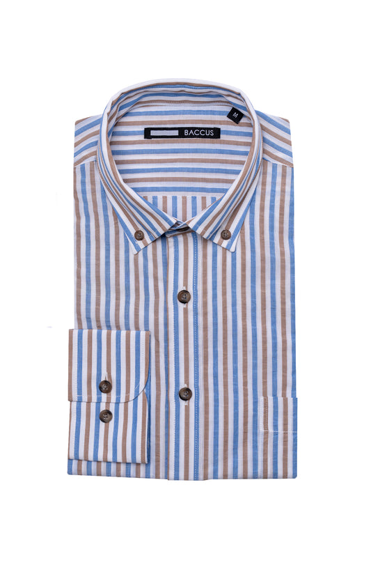 Camisa de homem com risca - Bege