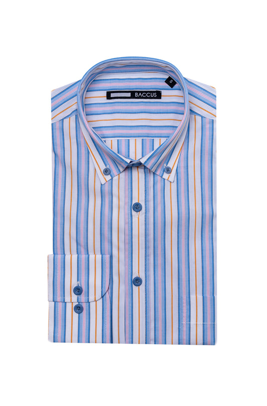Camisa de homem com risca - Bege