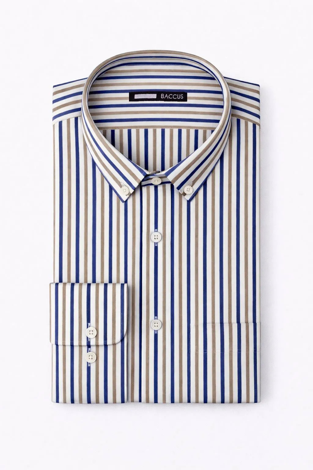 Camisa de homem com risca - Bege