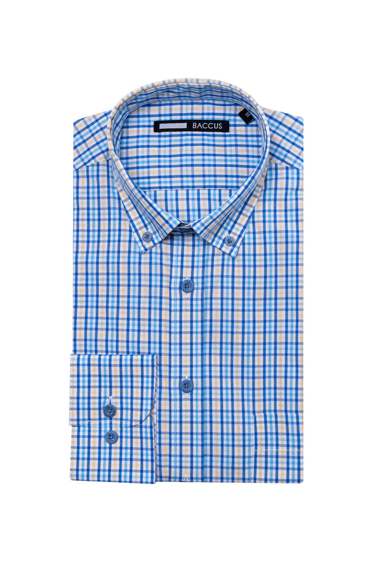 Men's Checkered Shirt - Beige