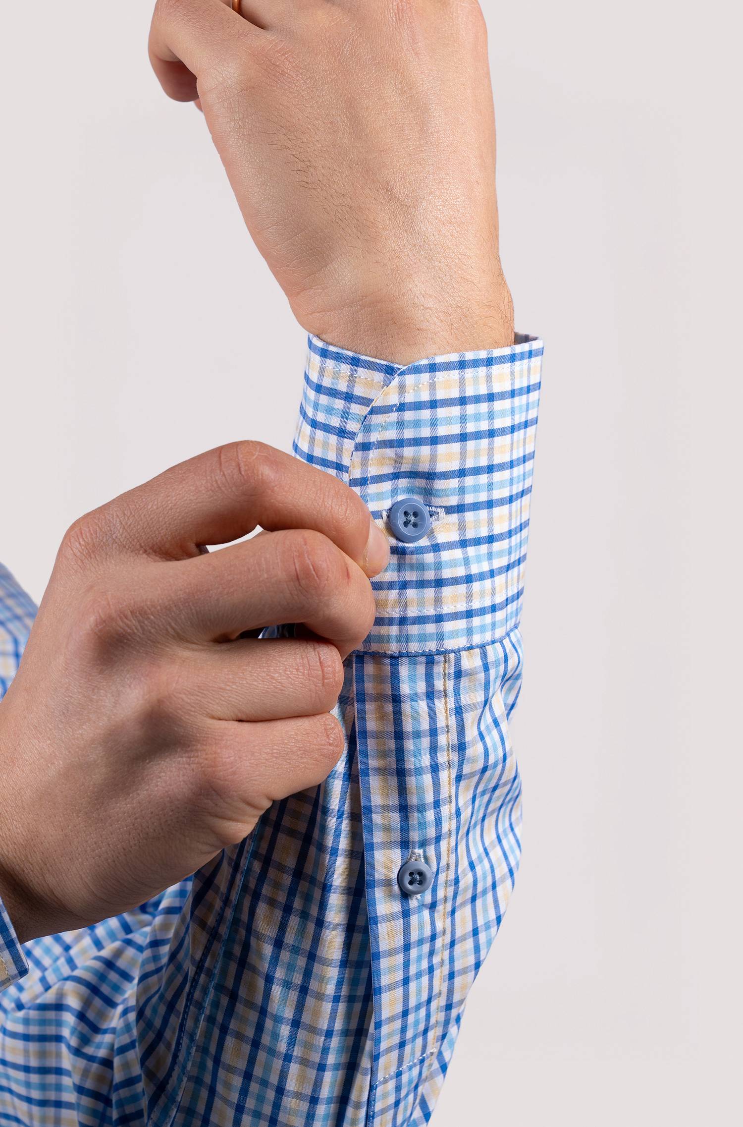 Camisa quadrados de homem - Bege