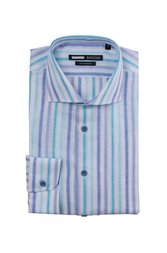 Camisa de homem com risca - Azul